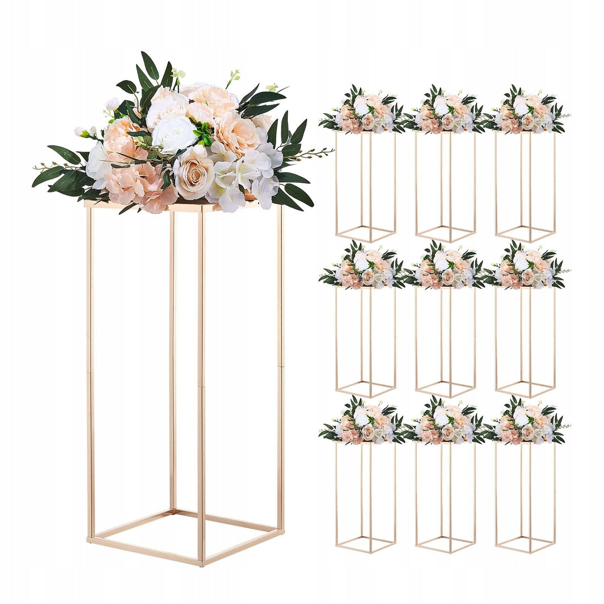 VEVOR WEDDING FLOWER STAND 250X250X600 MM 10 PCS GOLD STURDY SET