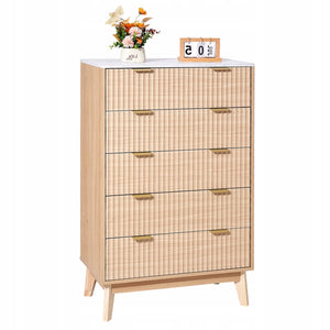 CHEST OF DRAWERS VEVOR WOODEN WITH 5 GROOVED DRAWERS STRONG STABLE STORAGE