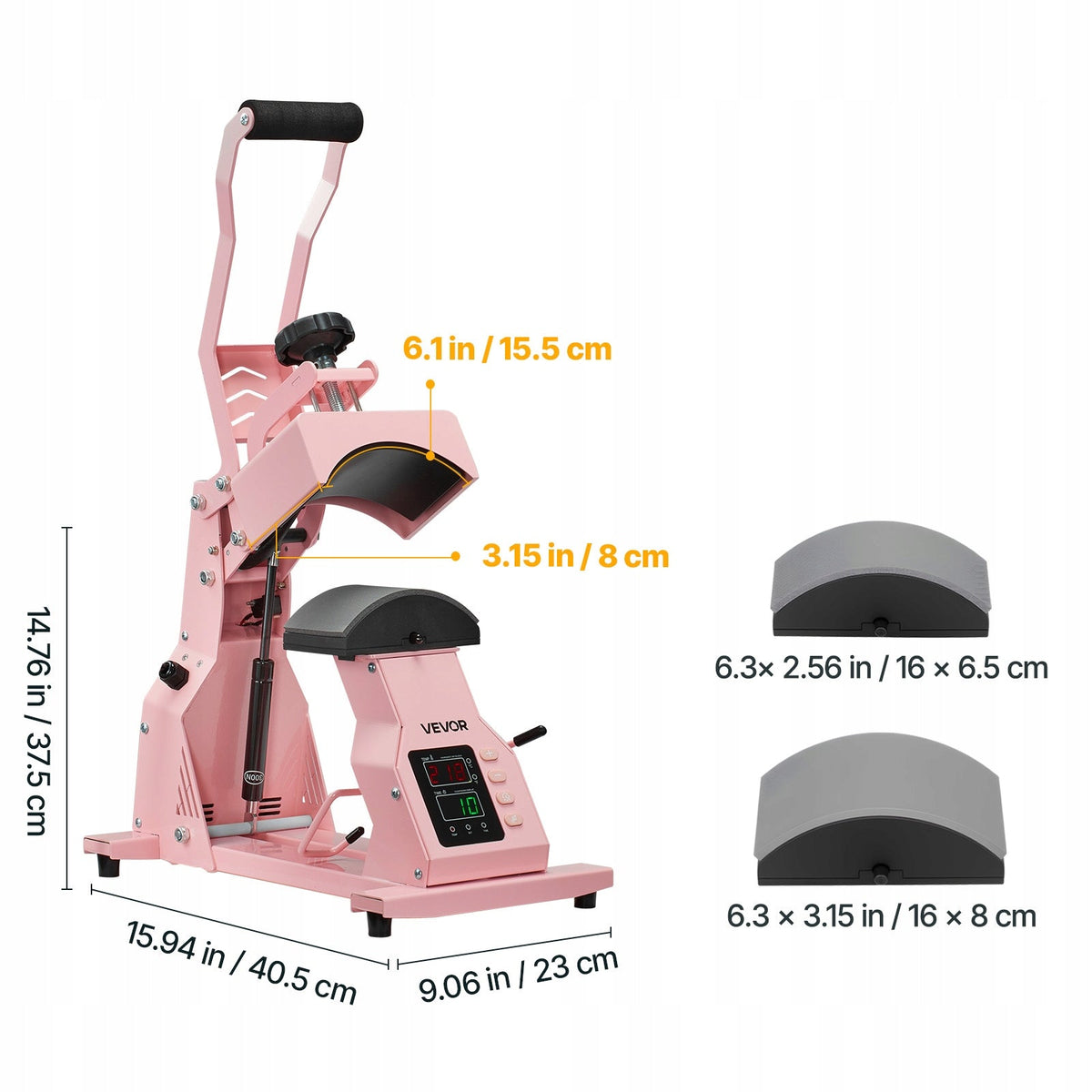 VEVOR HAT PRESS WITH 2 REPLACEABLE PLATES 160X65MM 160X80MM STRONG