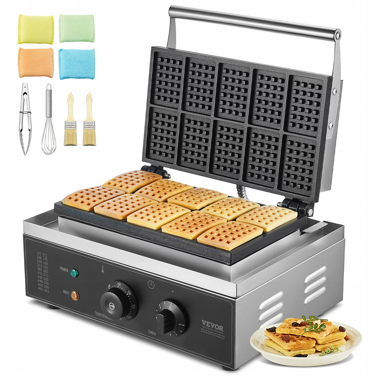 VEVOR PROFESSIONAL WAFFLE MAKER 1550W STAINLESS STEEL COATING