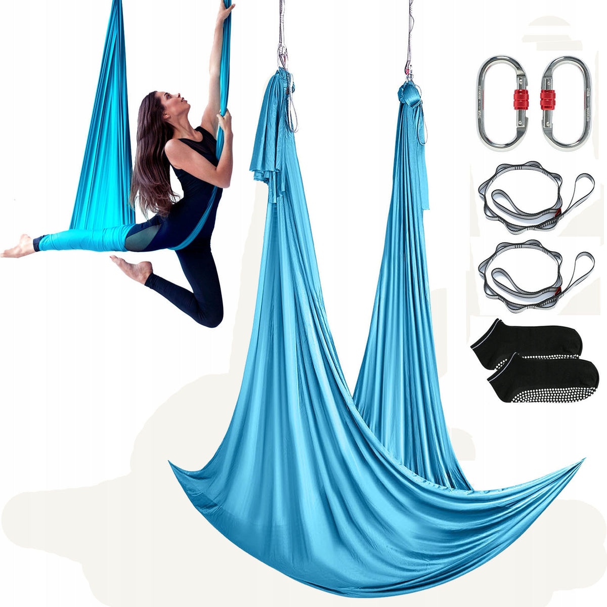 VEVOR 5 X 2.8 M BLUE STRONG AERIAL YOGA HAMMOCK SET