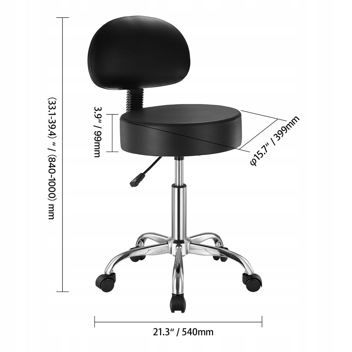 VEVOR SADDLE STOOL SWIVEL ADJUSTABLE 204 KG STRONG BLACK