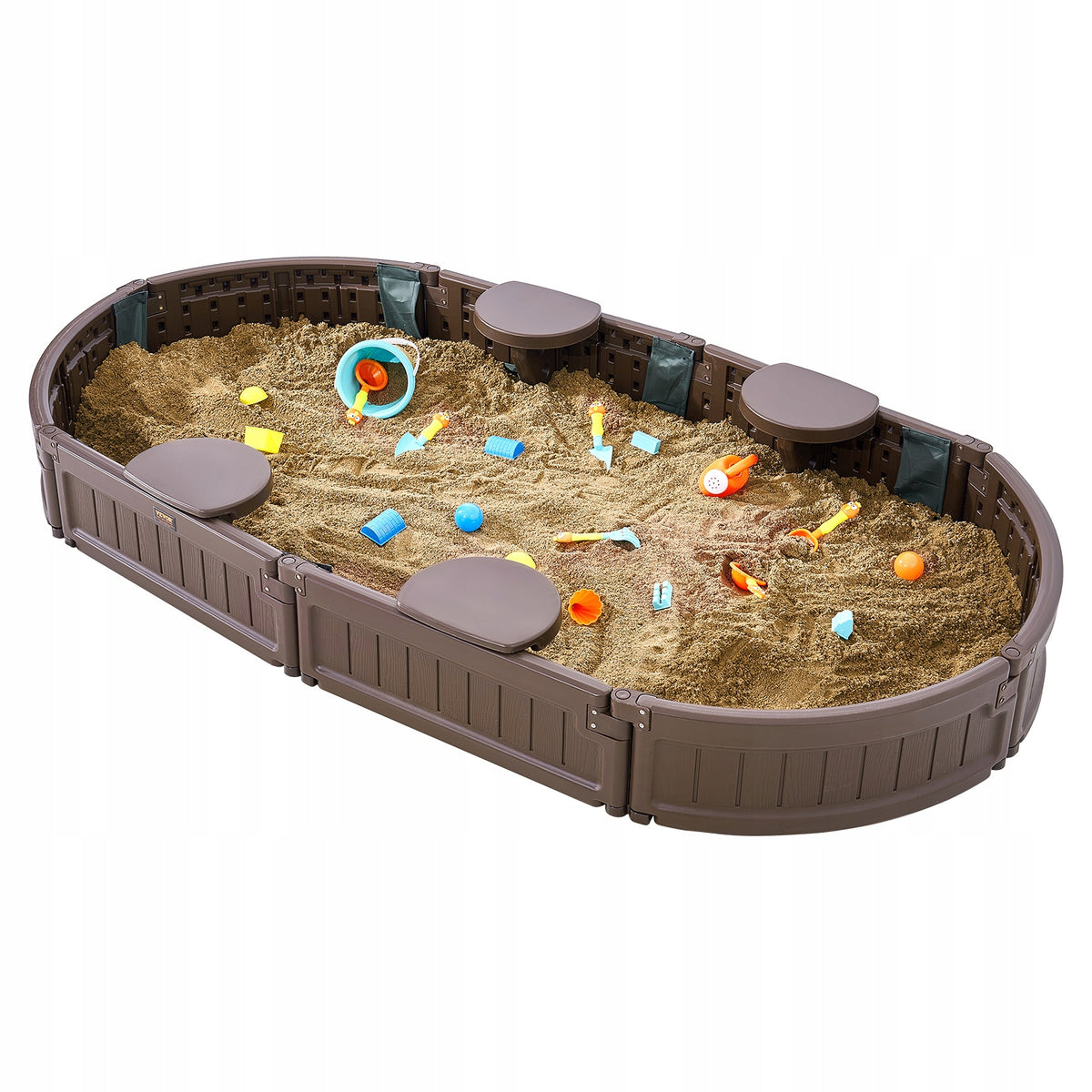 VEVOR PROFESSIONAL SANDPIT WITH LID 183X105X23 CM OVAL HDPE
