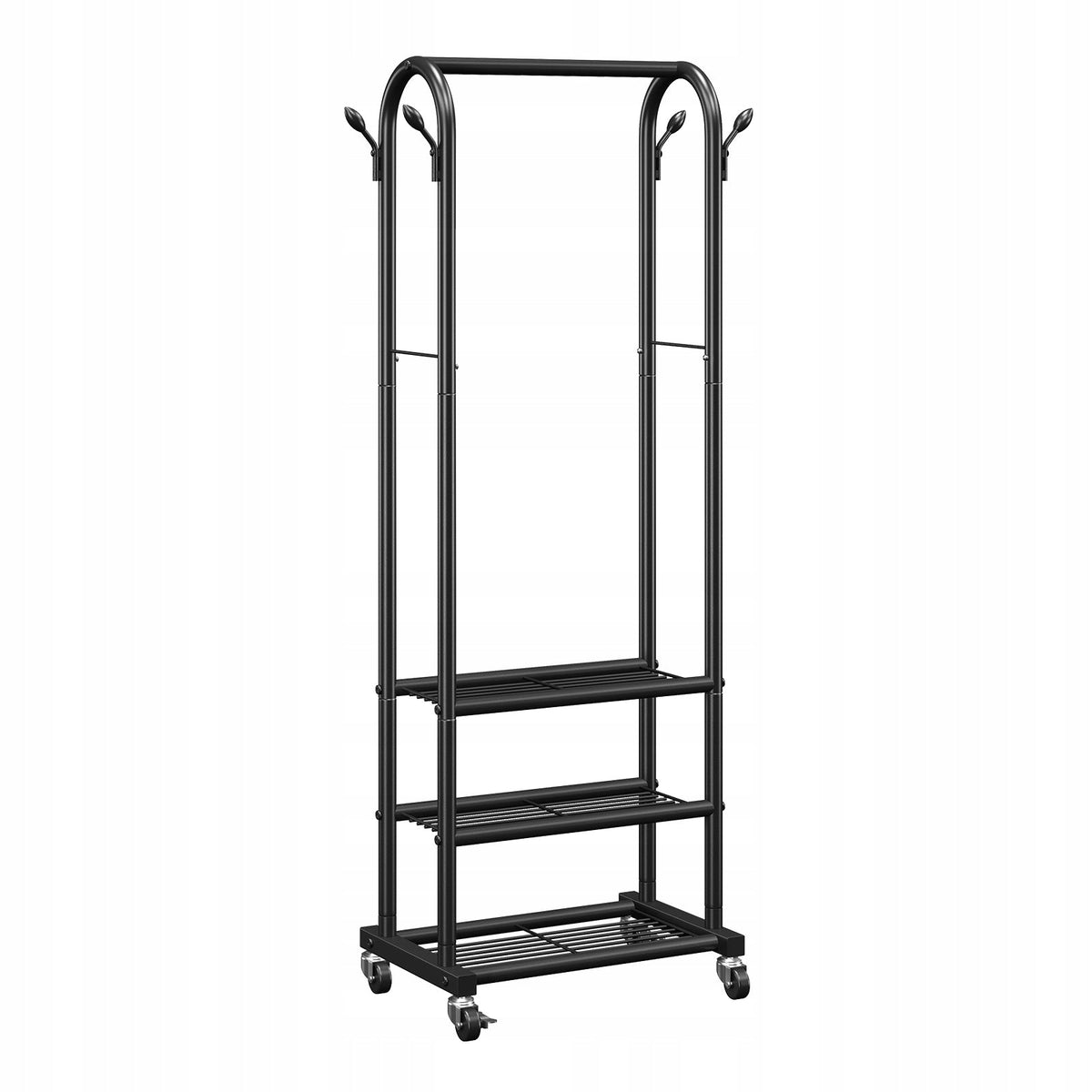 PROFESSIONAL VEVOR CLOTHES RACK ON WHEELS WITH RAIL AND 3 SHELVES