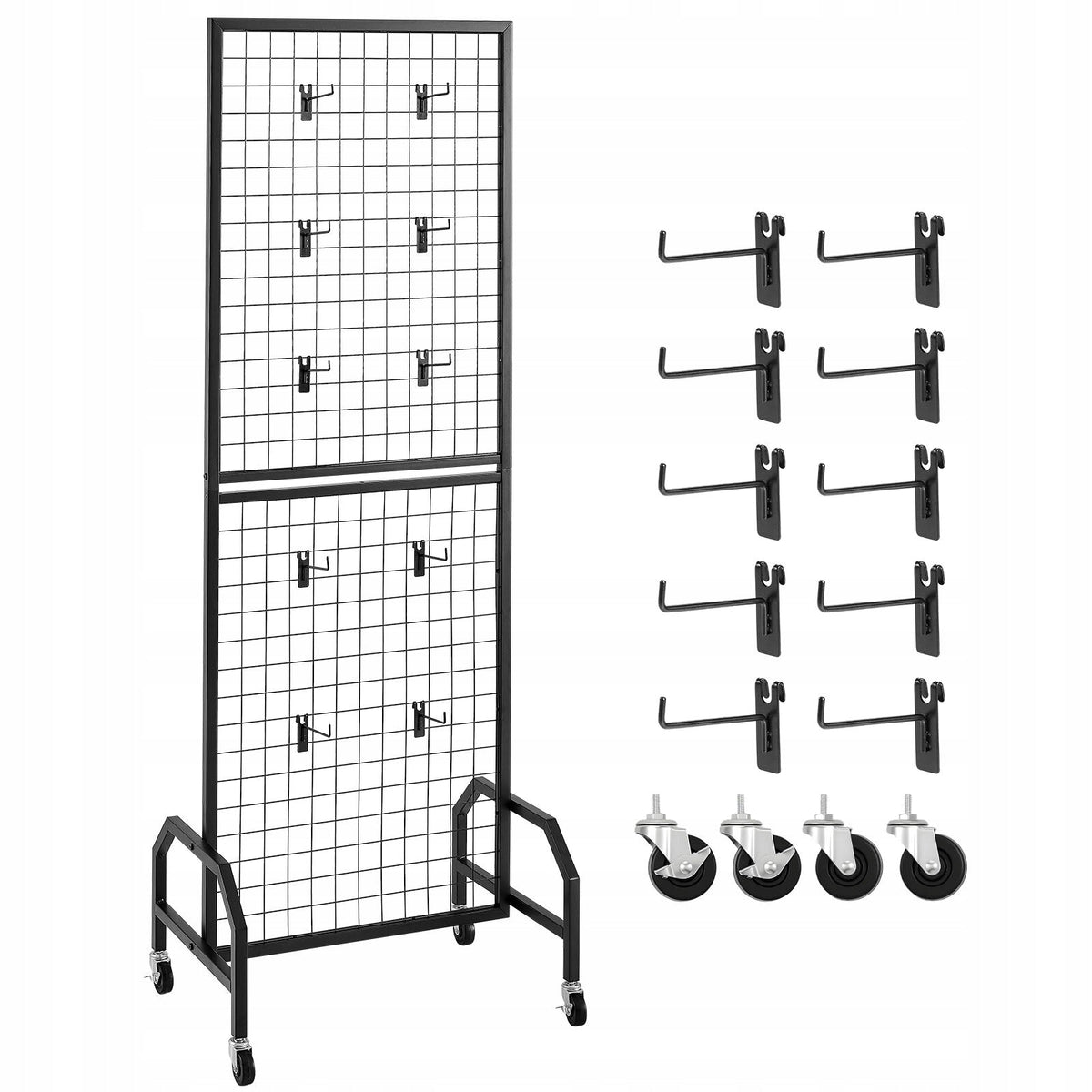 VEVOR LATTICE WALL PANEL 60X164 CM BLACK DISPLAY STAND WITH 10