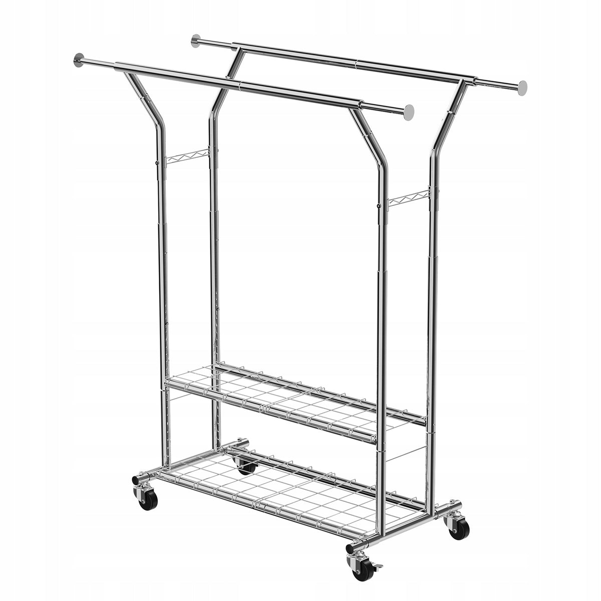 VEVOR PROFESSIONAL CLOTHES RACK ON WHEELS 2 RODS 2 SHELVES 120 KG