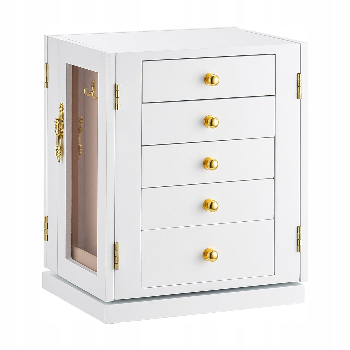VEVOR JEWELRY BOX ROTATING 360 5 DRAWERS WHITE PREMIUM