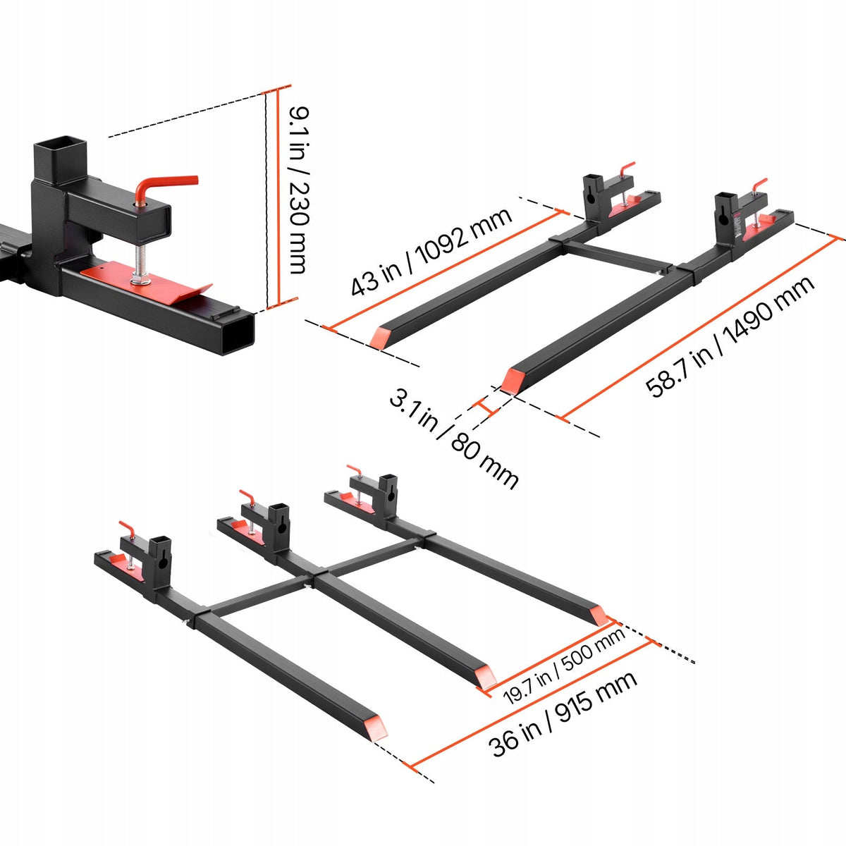 HEAVY DUTY PALLET FORKS VEVOR 907 KG ADJUSTABLE STABILIZER BEST