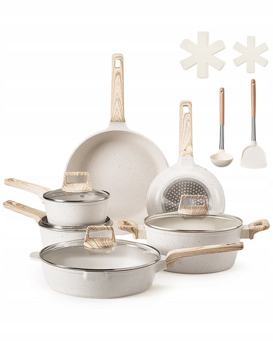 PREMIUM VEVOR 17-PIECE INDUCTION POT AND PAN SET WHITE