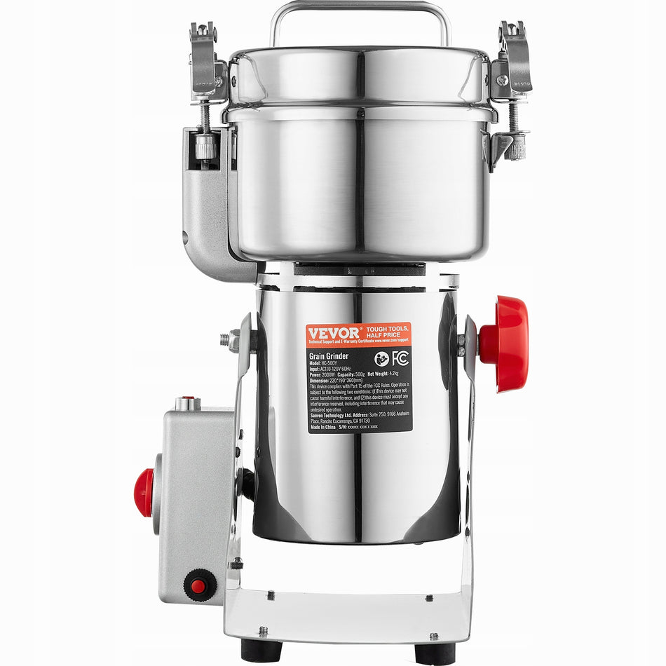 VEVOR ELECTRIC GRAIN GRINDER 2000W 500G POWERFUL FAST STAINLESS STEEL