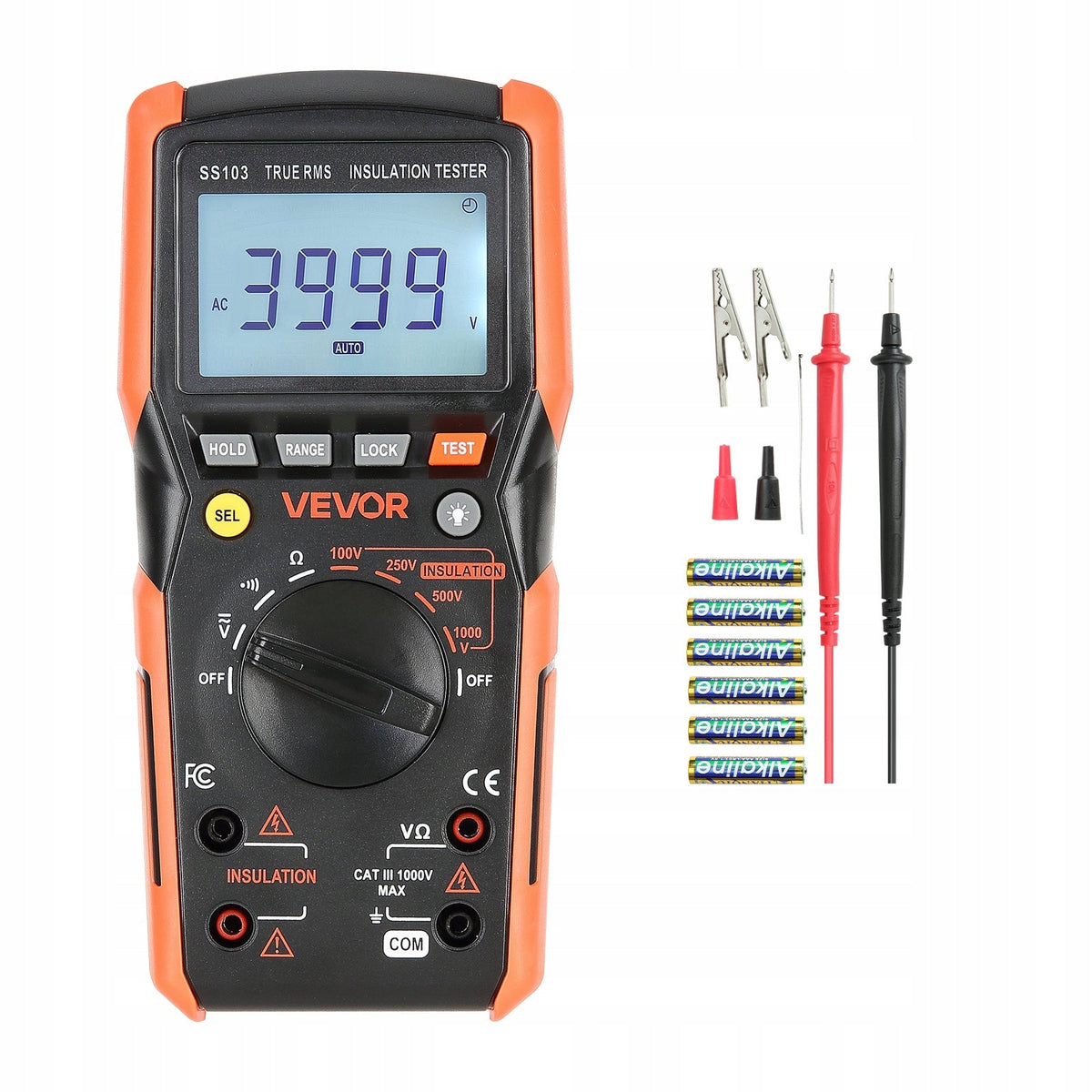 VEVOR DIGITAL MULTIMETER 4000 COUNTS TRMS VOLTMETER OHMMETER TESTER