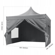VEVOR GARDEN GAZEBO 304X304 CM 3 HEIGHTS 500D PU SILVER FOLDING