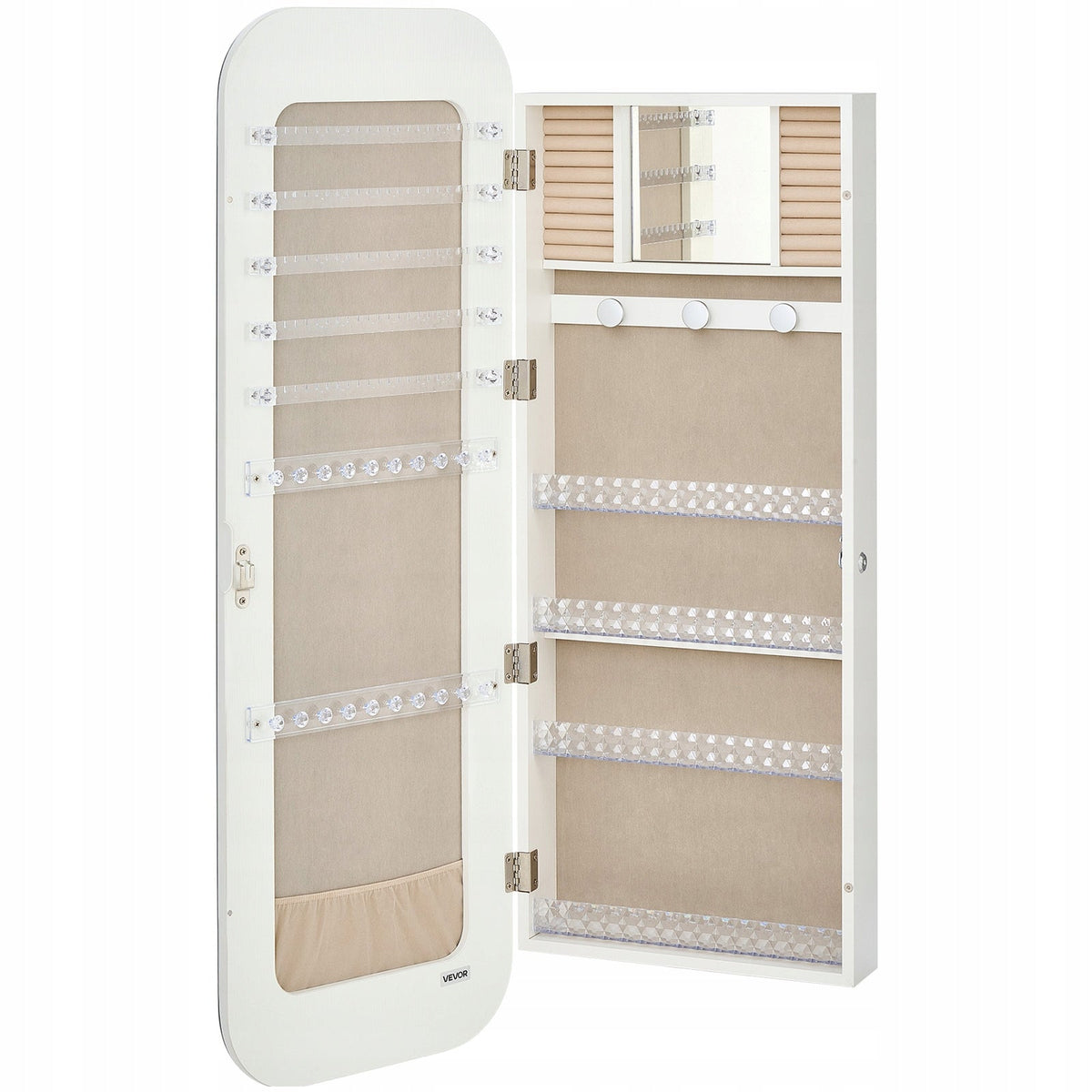 VEVOR JEWELRY CABINET WITH FULL-LENGTH MIRROR 108 CM STRONG
