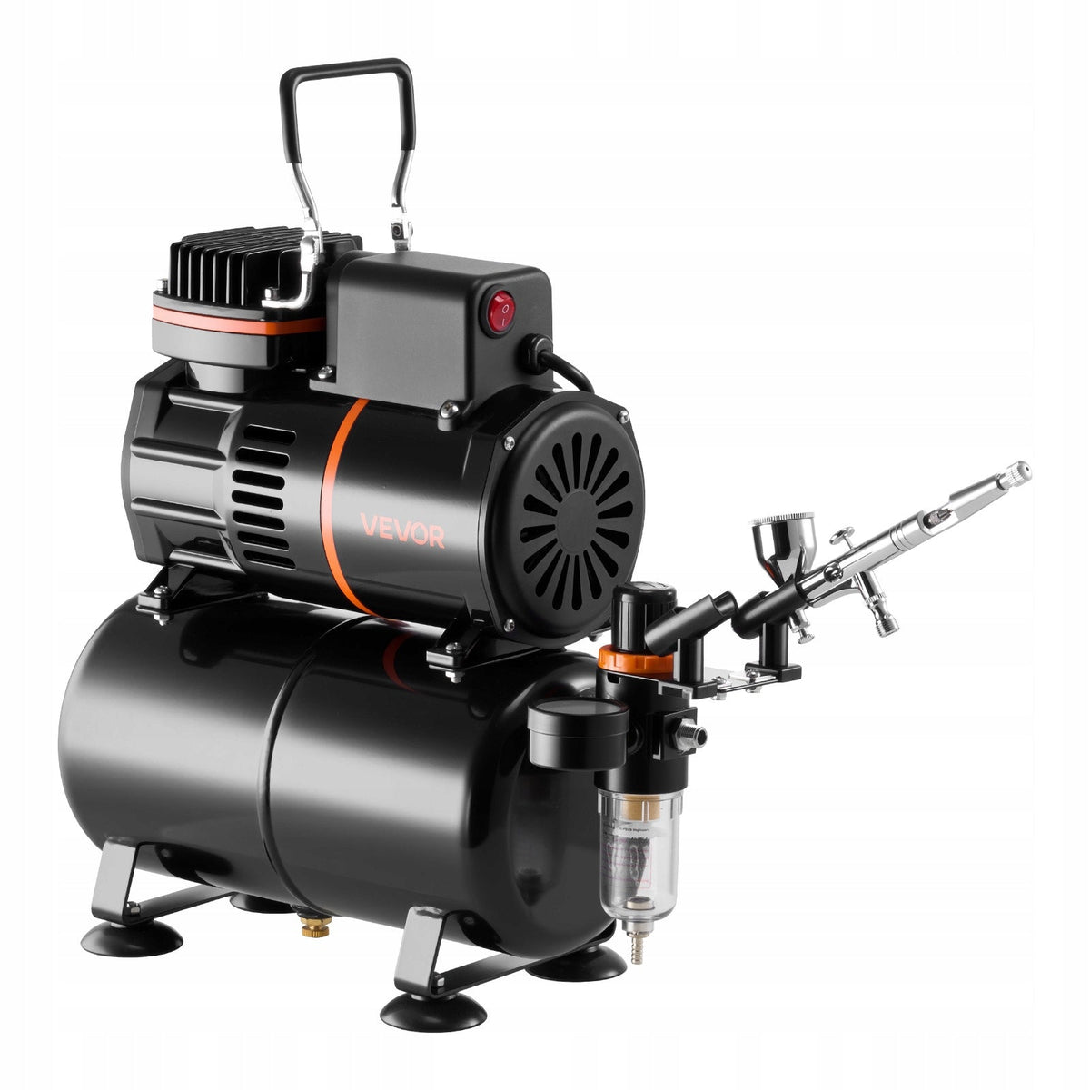 VEVOR 1/6 HP AIRBRUSH KIT WITH AIR COMPRESSOR AND 24 ACRYLIC PAINTS