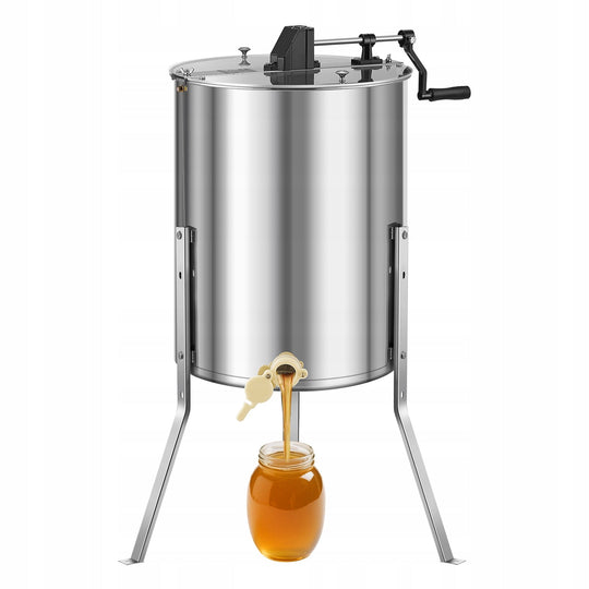 VEVOR MANUAL HONEY EXTRACTOR 4/8 FRAME STAINLESS STEEL TRANSPARENT LID