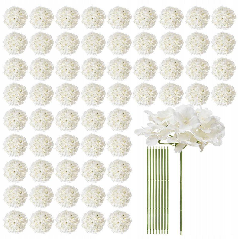 VEVOR PREMIUM ARTIFICIAL HYDRANGEA FLOWERS 105 PCS WHITE SILK DIY STEMS