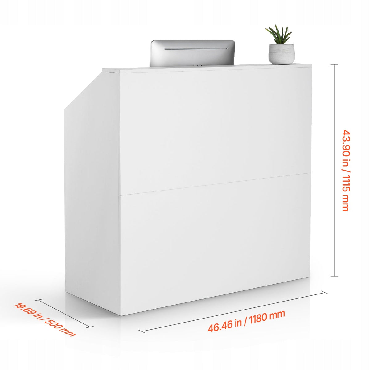 VEVOR PROFESSIONAL RECEPTION DESK WHITE MDF CASH WRAP COUNTER 118X50X111 CM