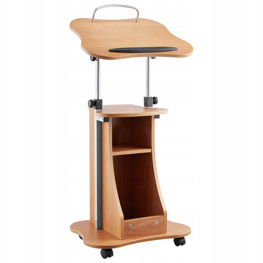 VEVOR WOODEN LECTERN 1.1M PORTABLE LAPTOP DESK LOCKING CASTERS