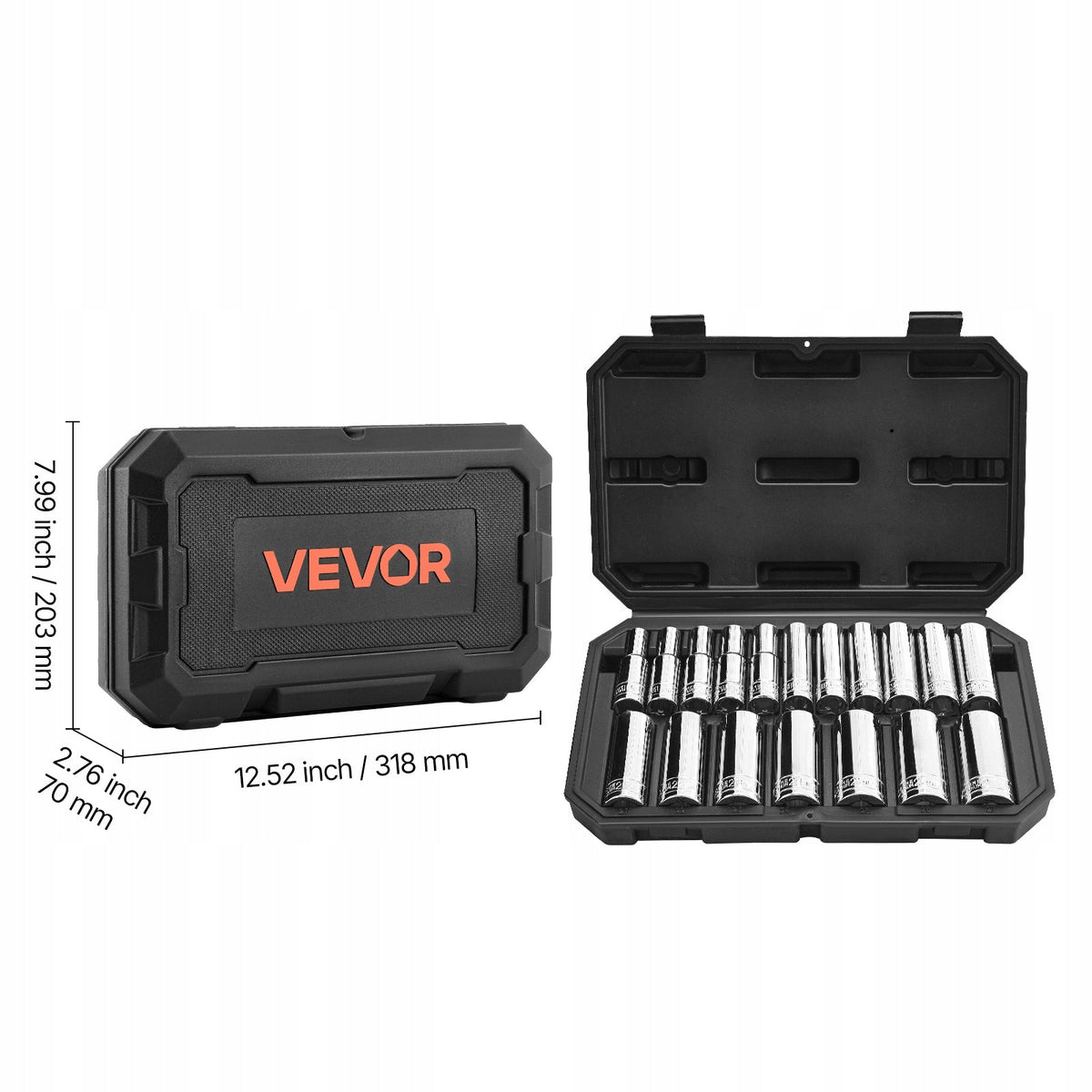 VEVOR SOCKET WRENCH SET 18 PIECES 12.7 MM PREMIUM CR-V CASE