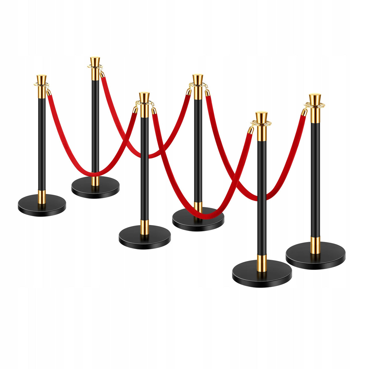 VEVOR STANCHIONS 6 PCS WITH 4 RED VELVET ROPES STRONG