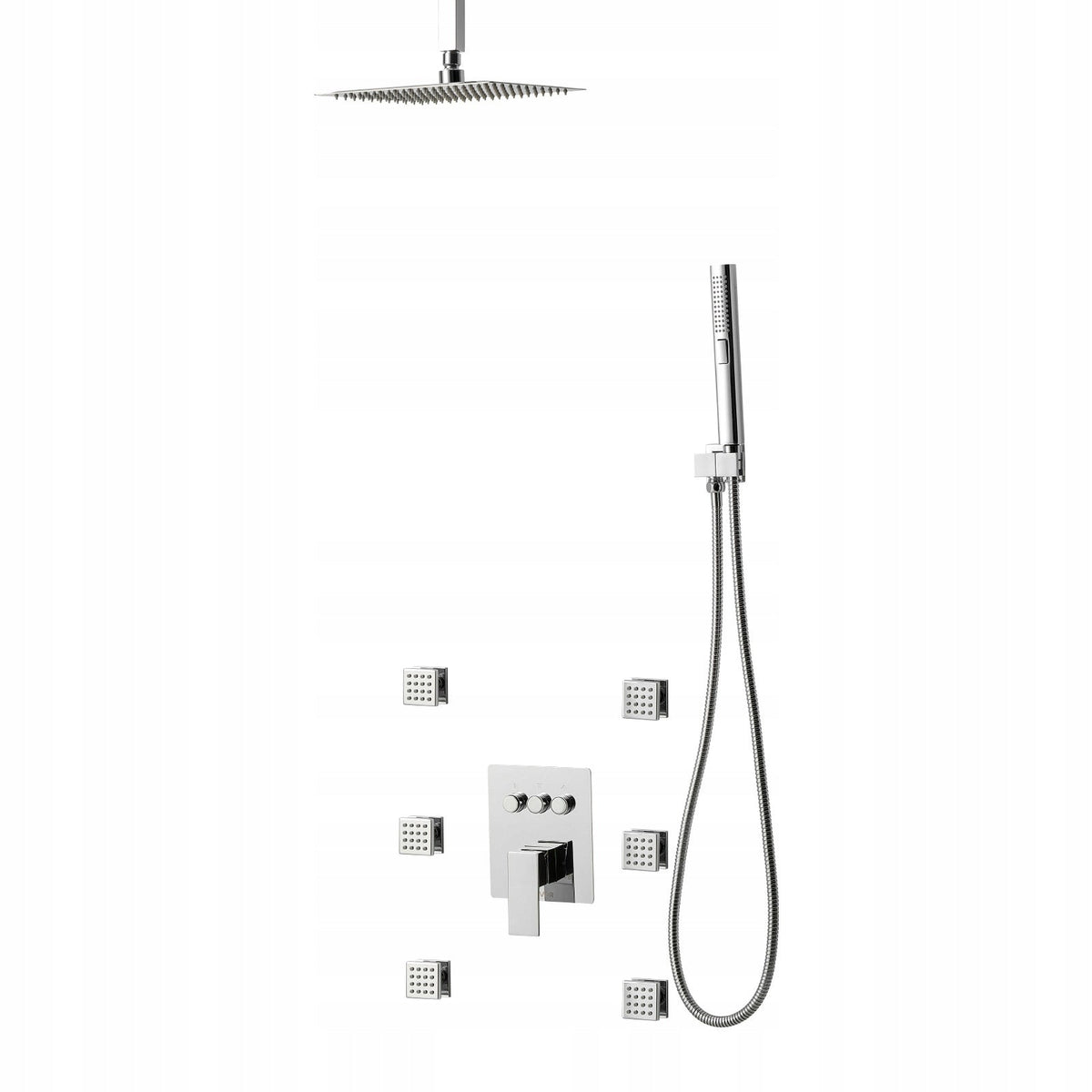 PREMIUM SHOWER SYSTEM VEVOR 10-INCH RAINFALL SHOWER HEAD 6 BODY JETS