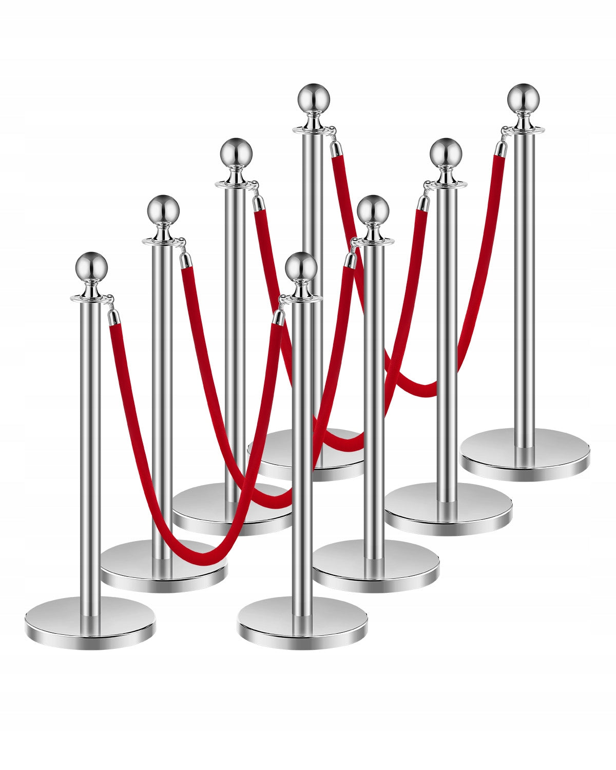 VEVOR 8-Pack Crowd Control Barrier with 4 Red Velvet Ropes