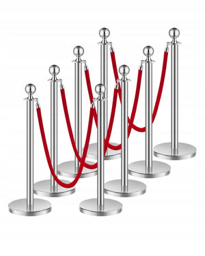 VEVOR 8-Pack Crowd Control Barrier with 4 Red Velvet Ropes