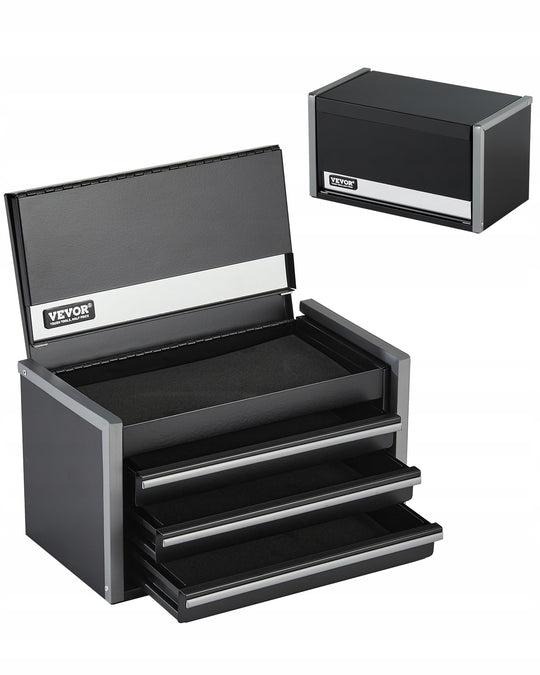 PREMIUM TOOL BOX VEVOR 218X118X120 MM 3 DRAWERS BLACK