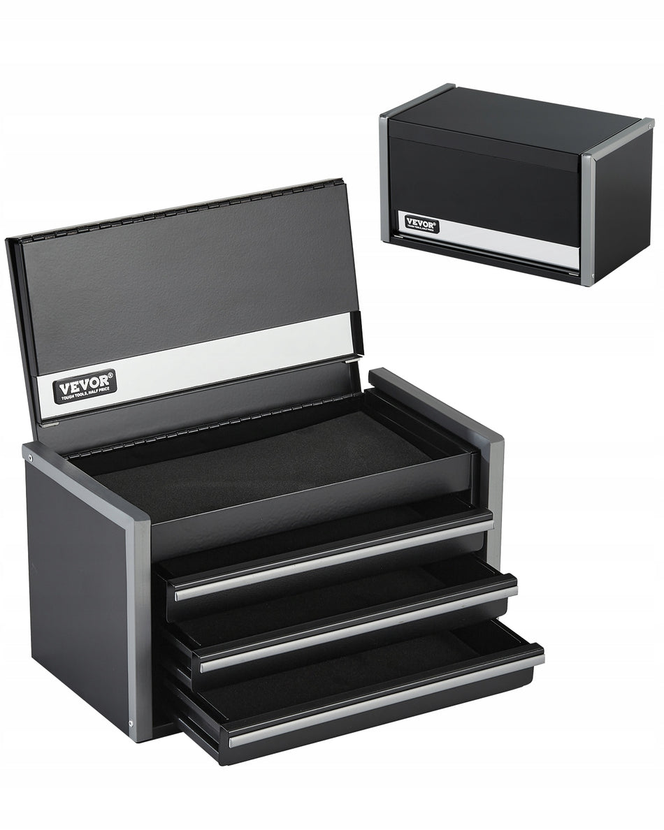 PREMIUM TOOL BOX VEVOR 218X118X120 MM 3 DRAWERS BLACK