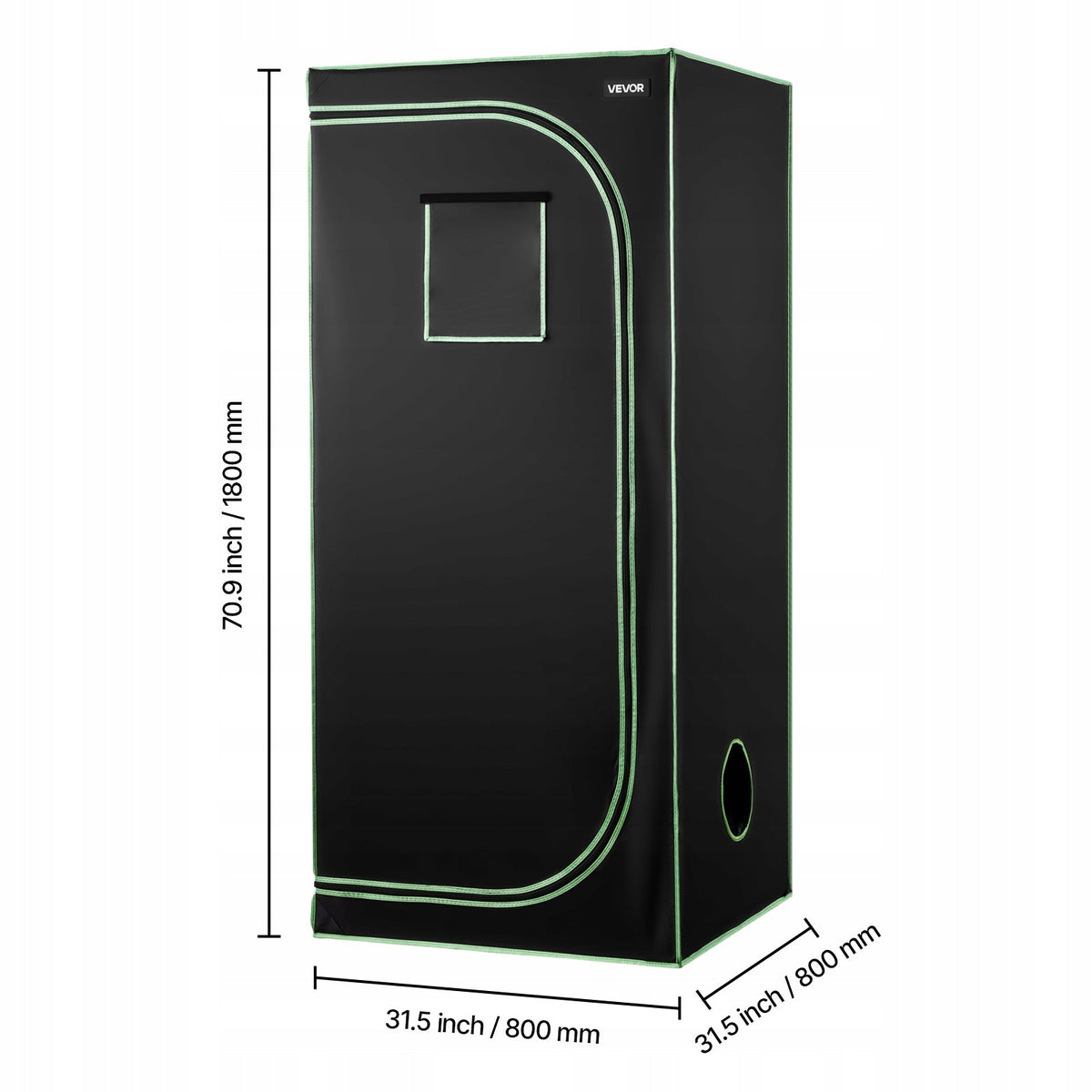 VEVOR 80X80X180 CM GROW TENT GROWBOX 600D HIGHLY REFLECTIVE SOLID