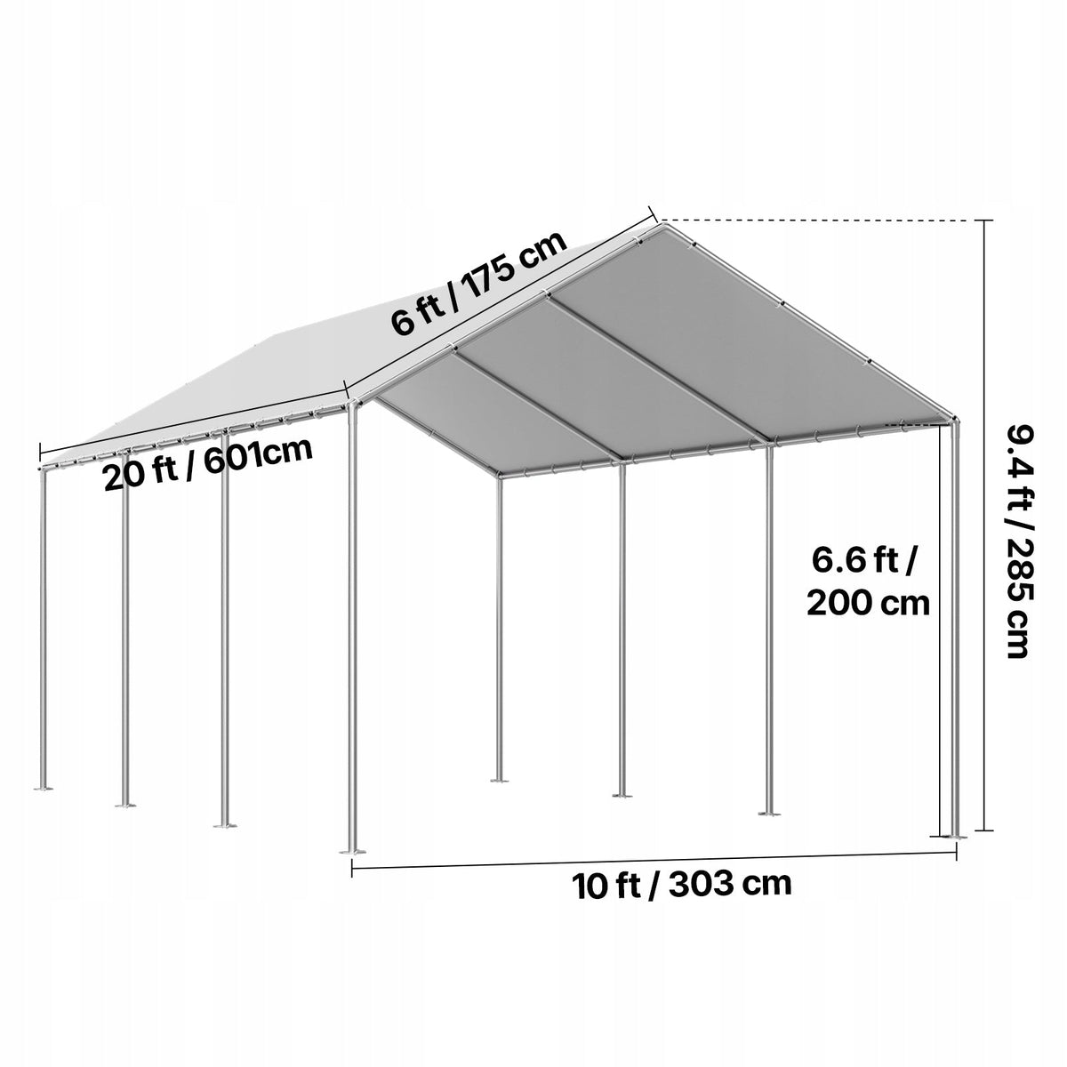 REPLACEMENT ROOF FOR VEVOR CARPORT 3.04X6M HEAVY DUTY GARAGE TARPAULIN