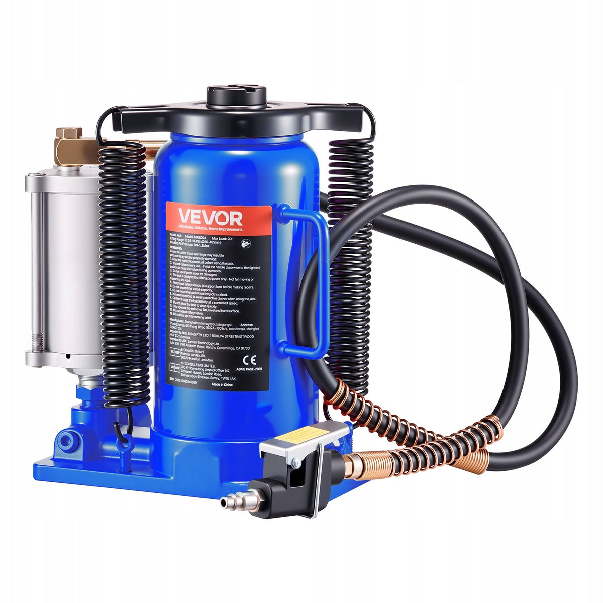 VEVOR 20 TON PNEUMATIC HYDRAULIC BOTTLE JACK WITH RANGE