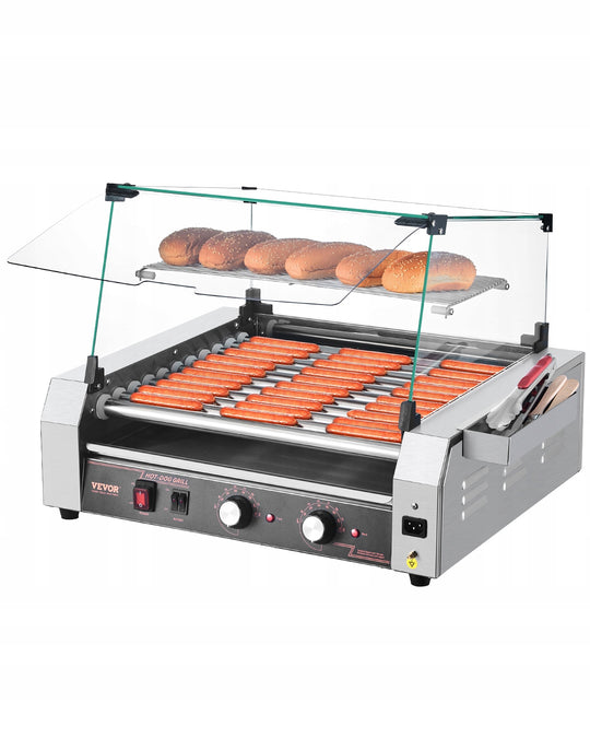 VEVOR HOT DOG ROLLER GRILL, 11 STAINLESS STEEL ROLLERS, 2200W, COMMERCIAL