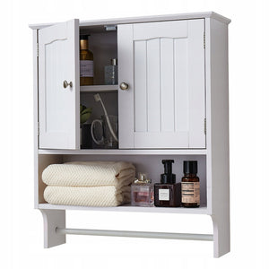 VEVOR Bathroom Wall Cabinet with 2 Doors and Adjustable Shelves, White