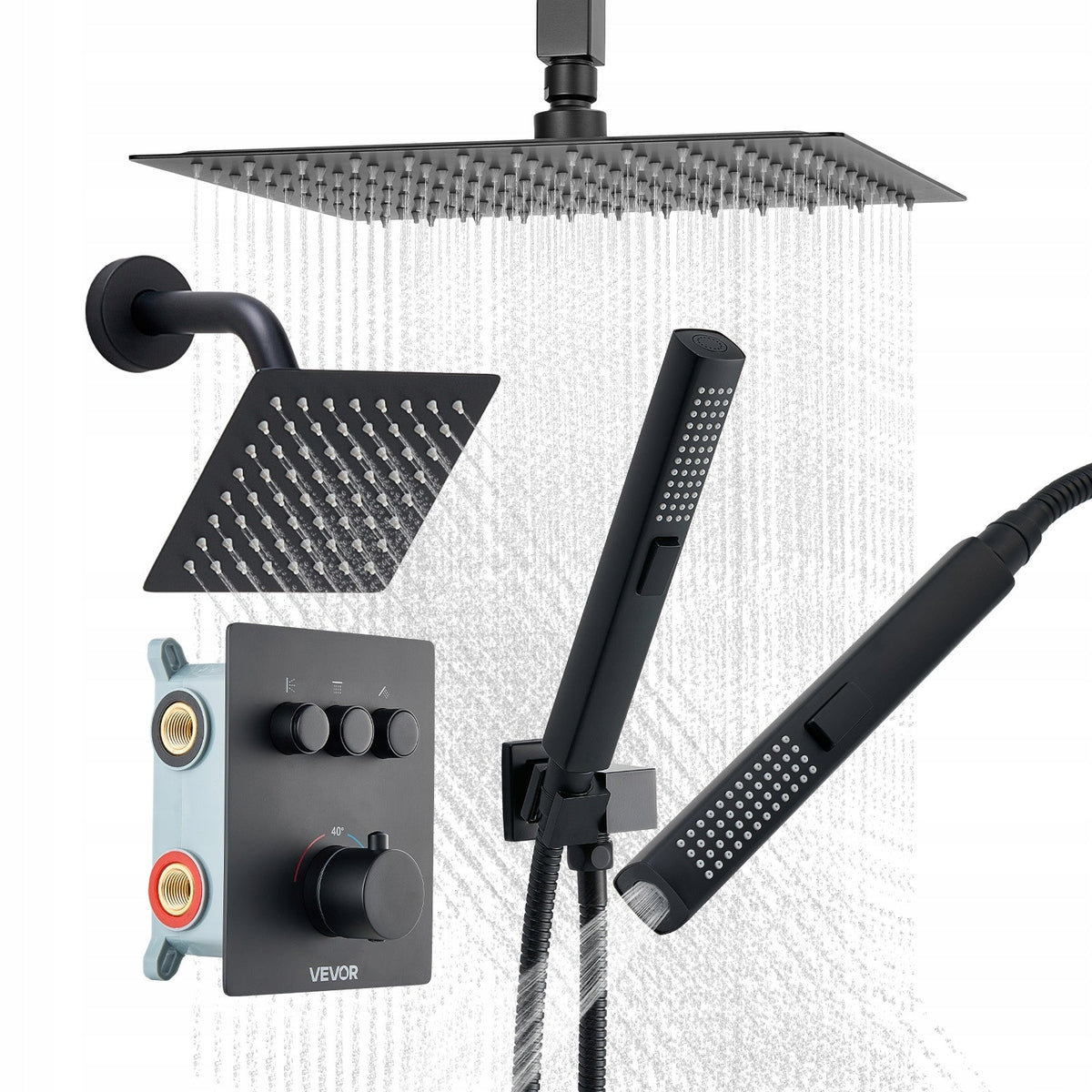 VEVOR PROFESSIONAL SHOWER KIT 12-INCH RAINFALL 6-INCH HEAD