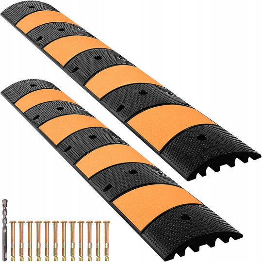 VEVOR RUBBER DOUBLE CABLE COVER 2-CHANNEL 72.8 22000LBS BLACK-YELLOW