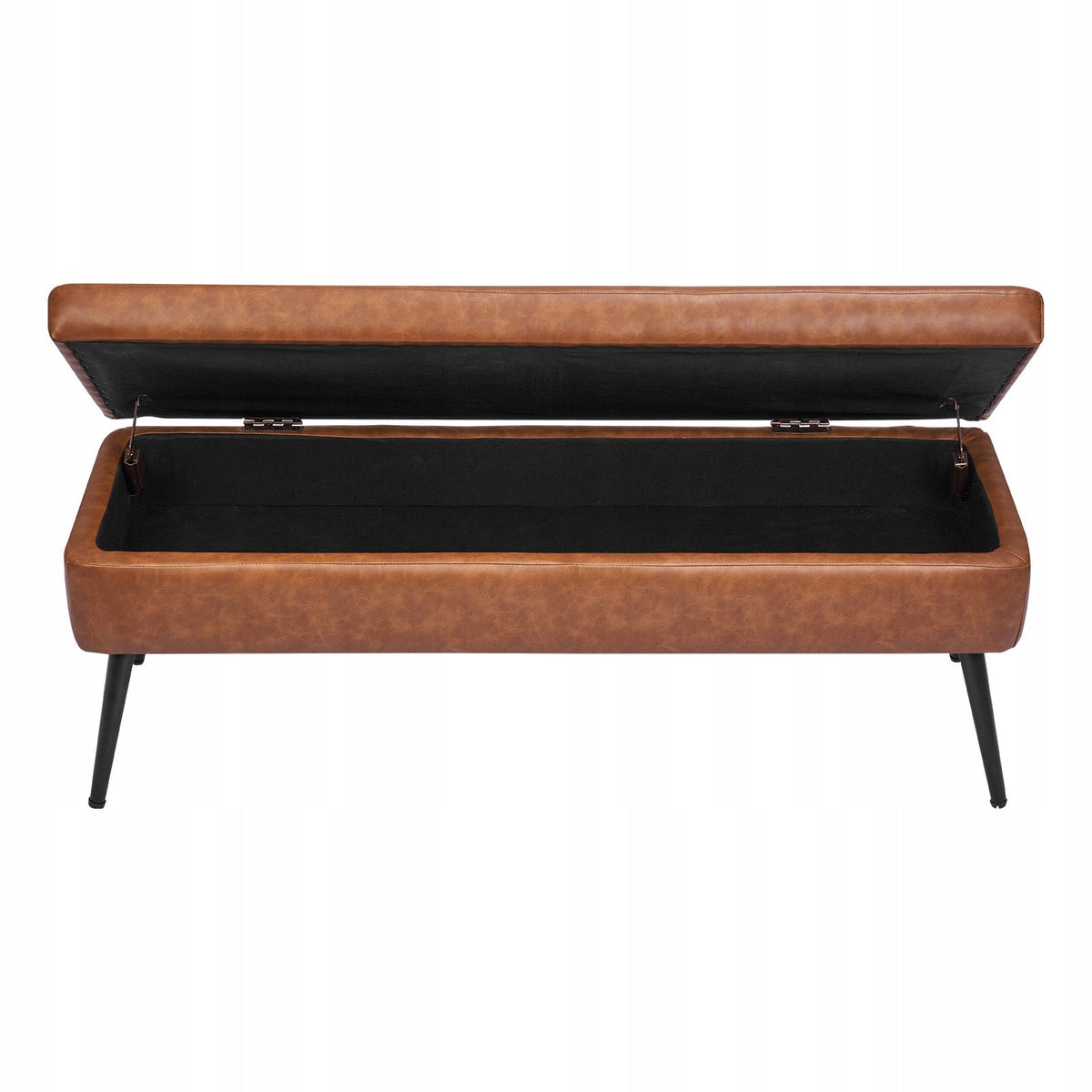 VEVOR OTTOMAN BENCH WITH STORAGE FAUX LEATHER BROWN STURDY 300KG