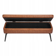 VEVOR OTTOMAN BENCH WITH STORAGE FAUX LEATHER BROWN STURDY 300KG