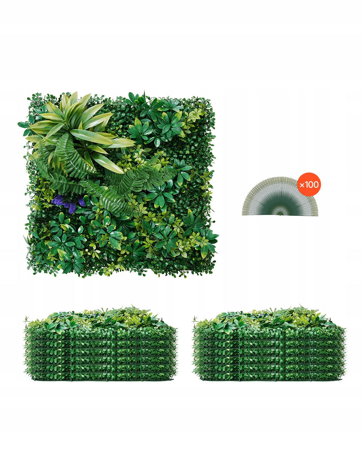 VEVOR ARTIFICIAL HEDGE 12 PCS 500X500X50 MM 3D PREMIUM COMBINATION EASY
