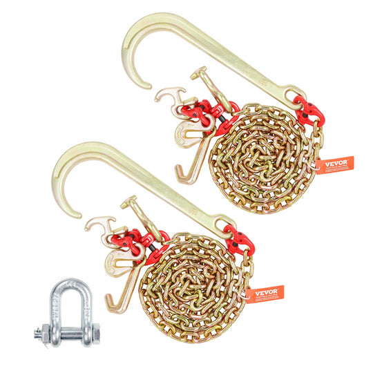VEVOR TOW CHAIN J-HOOK G80 5/16 INCH 6 FEET 2 PCS GALVANIZED