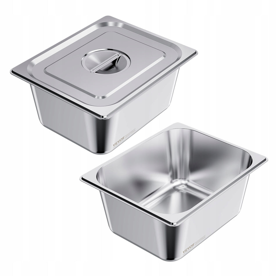 VEVOR GASTRONORM CONTAINER 1/2 9L 2 PCS STAINLESS STEEL PROFESSIONAL SET