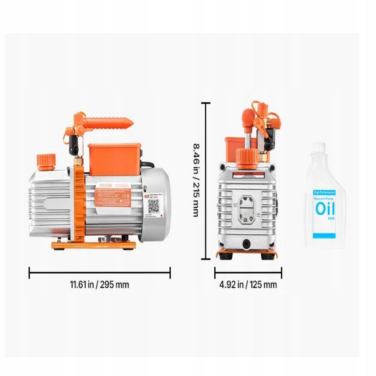 VEVOR 5 CFM 142 L/MIN 375W TWO-STAGE VACUUM PUMP BEST FOR HVAC