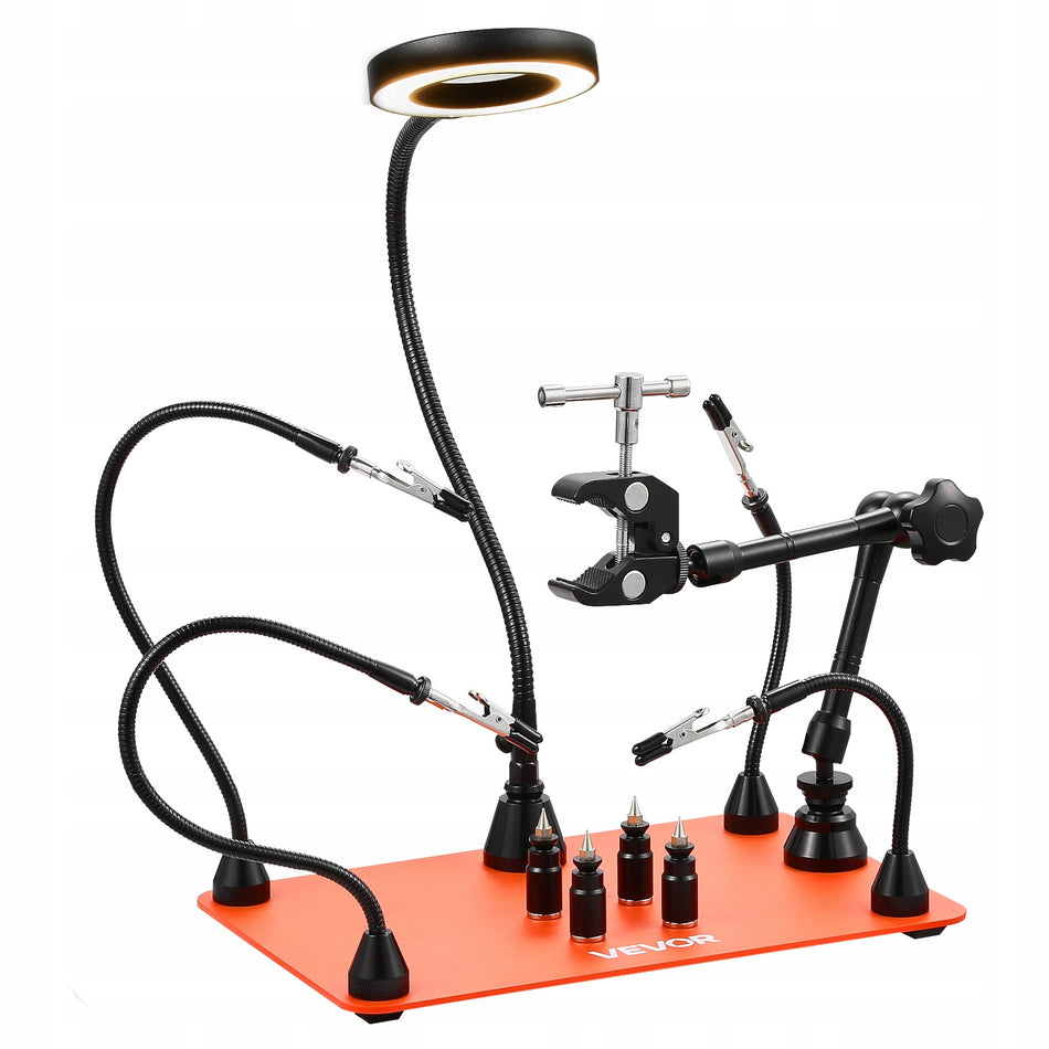 VEVOR MAGNETIC SOLDERING STATION 3X MAGNIFYING GLASS LED 4 ARMS 360 HOLDER