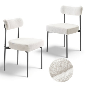 VEVOR MODERN DINING CHAIR 2 PCS WHITE PLUSH STRONG METAL
