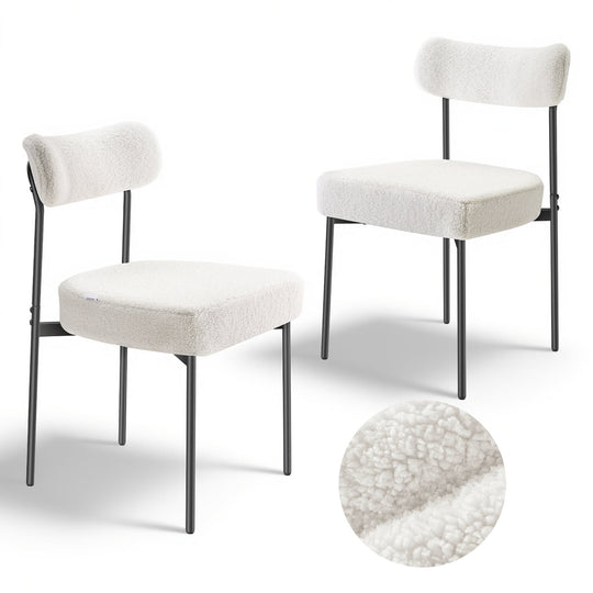 VEVOR MODERN DINING CHAIR 2 PCS WHITE PLUSH STRONG METAL
