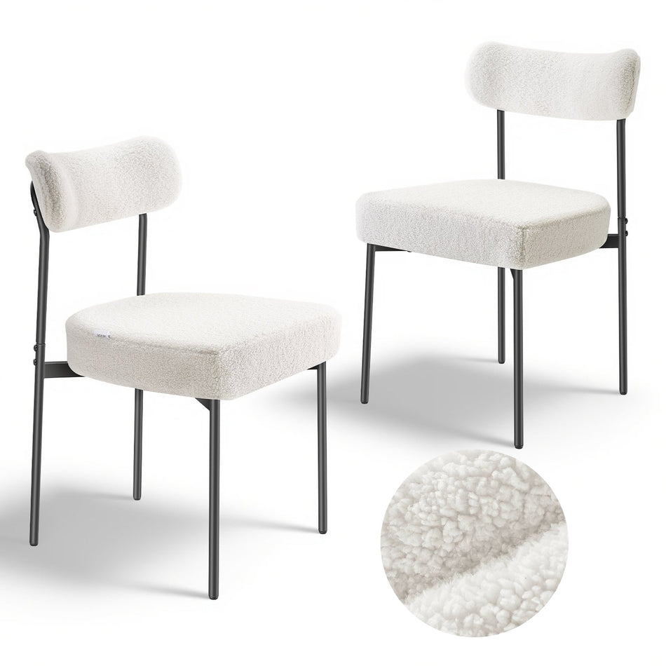 VEVOR MODERN DINING CHAIR 2 PCS WHITE PLUSH STRONG METAL