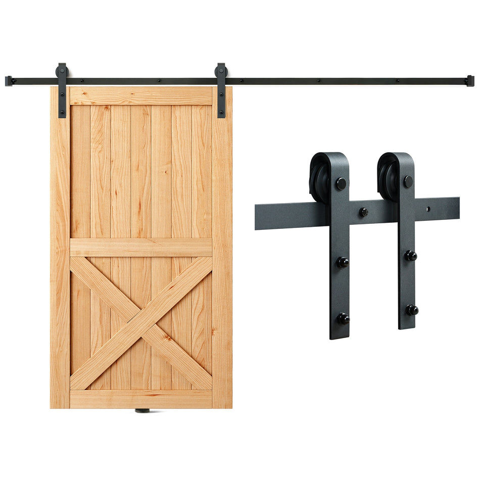 VEVOR 244 CM HEAVY DUTY SLIDING DOOR SYSTEM J 2-PIECE BLACK