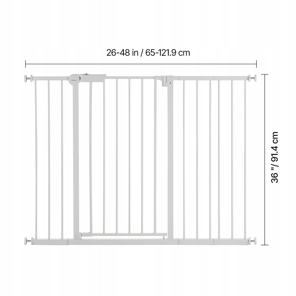 VEVOR BABY GATE STAIR GATE ADJUSTABLE 65-121.9CM HIGH 91.4CM WHITE