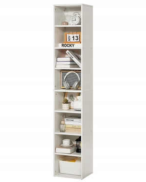 PROFESSIONAL VEVOR 8-TIER LIBRARY SHELF ADJUSTABLE SHELVES WHITE