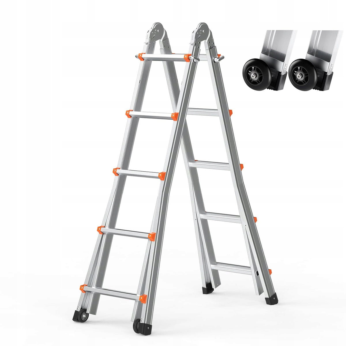 VEVOR TELESCOPIC LADDER A-FRAME 5.1M ALUMINUM COMPACT STRONG 150KG